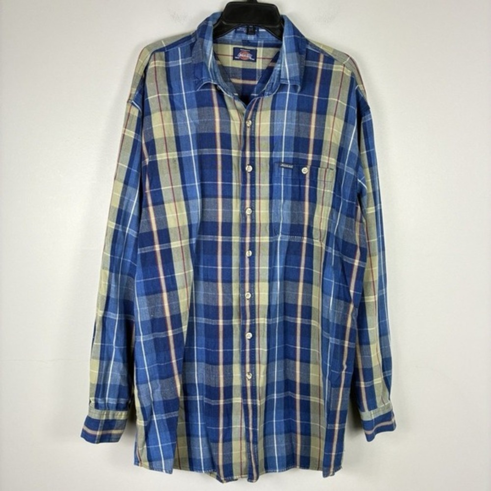 Dickies Plaid Flannel Shirt Mens XL‎ Tall Long Sleeve Work Casual Construction